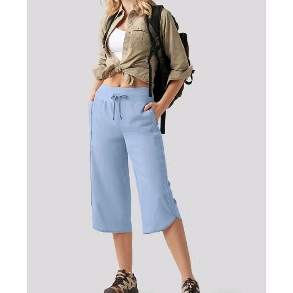 NEW Willit Ulta Soft Wide Leg Capri XL Baby Blue Pull On Lightweight Stretch UPF - Picture 5 of 16